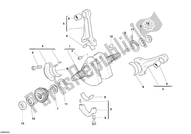 All parts for the Crankshaft of the Ducati Superbike 749 S USA 2005